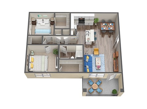 2 Bedroom 1 Bathroom Floor Plan at Waterline Bonita Springs, Bonita Springs, 34135